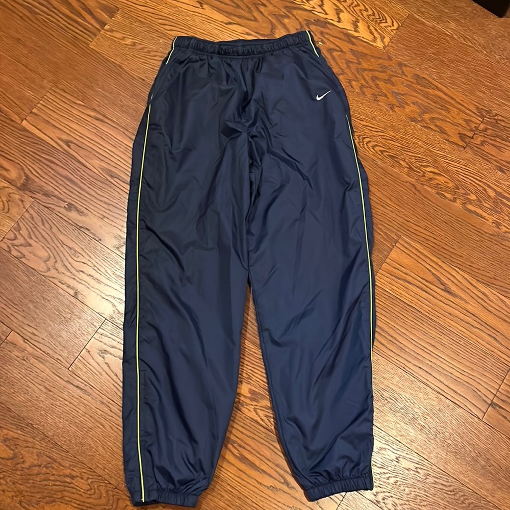 Vintage Nike jogger sweatpants Large (12-14) Blue with green stripe color-way